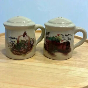 Salt and Pepper shakers from Yesteryears pottery Marshall Texas 3” tall